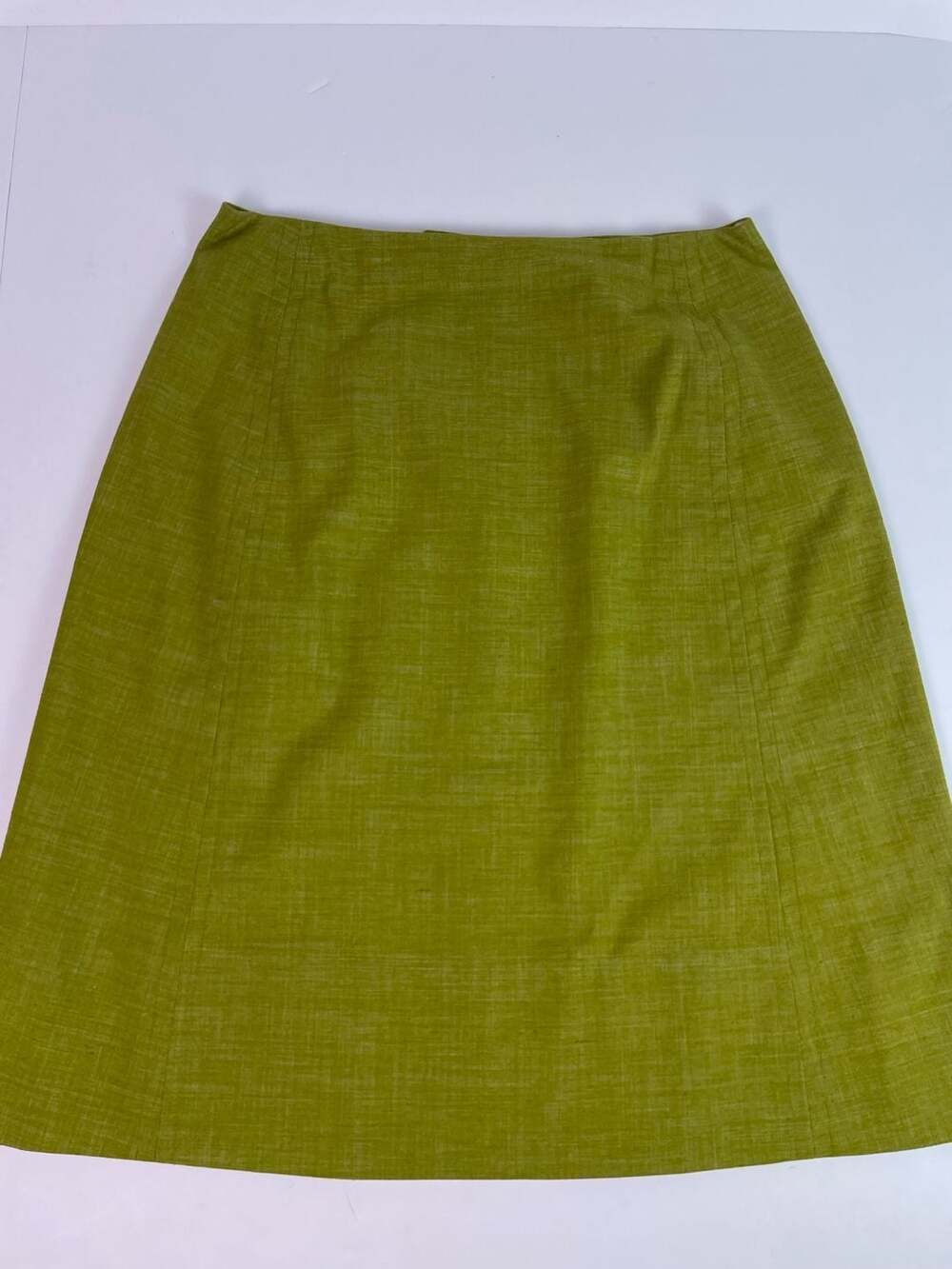 Vintage Bradley Green Textured Linen-Blend A-Line Skirt Size Small